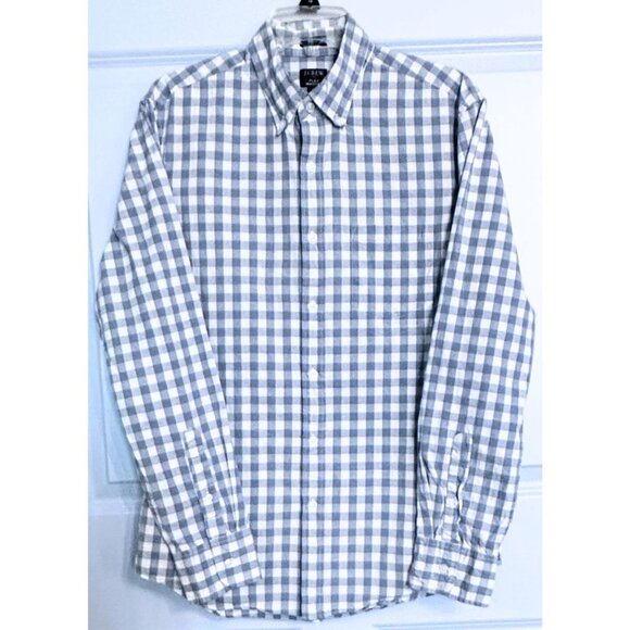 J.CREW Men's Blue White Gingham Buttoned Down Slim Flex Washed Shirt Size M NWoT - Picture 1 of 5